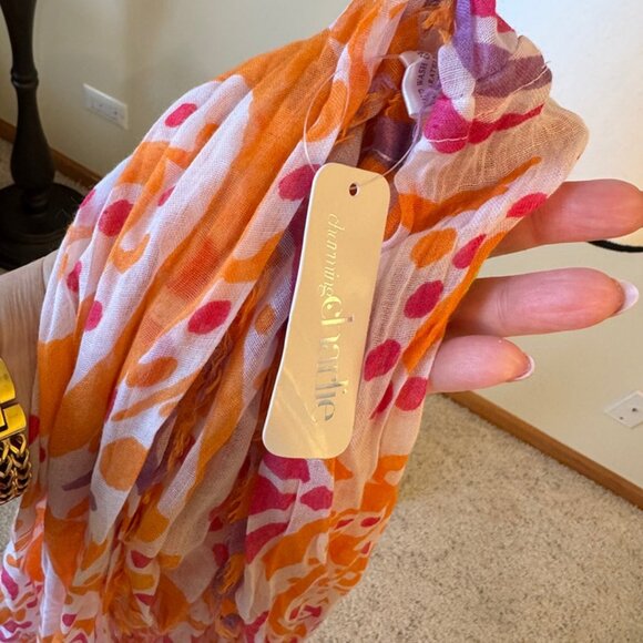 Charming Charlie Women's Orange Geometric Infinity Scarf Spring Fashion NWT - Picture 3 of 4